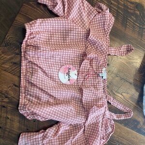 NWT Hayden Los Angeles Gingham Crop Ruffle Sleeve Top Women Medium